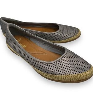 Clarks Danelly Adira Laser Cut Espadrille Flats Casual Shoes, Silver, Size 11